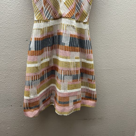 ANTHROPOLOGIE SZ 0 Hutch Embroidered Shift High Neck Dress Boho 70s Mod Mini - Picture 3 of 8